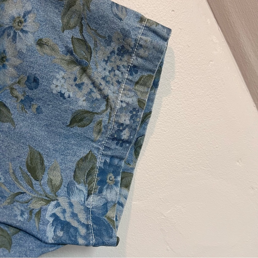 Vintage‎ Denim Short Sleeve Button Down Floral Hydrangea Print Cotton XL - Picture 5 of 6